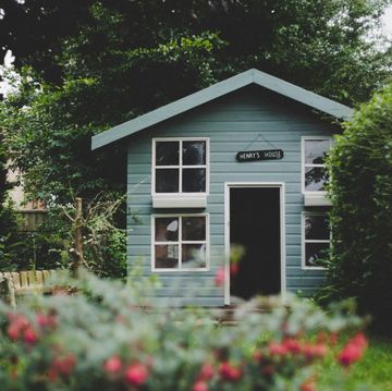 a small blue house