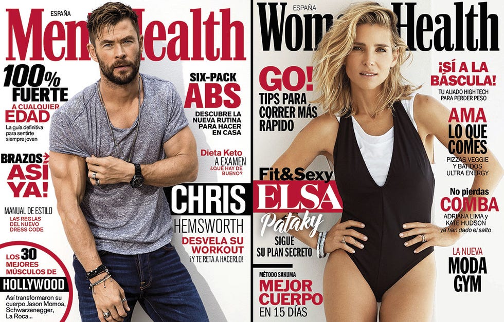 El matrimonio formado por Chris Hemsworth y Elsa Pataky, protagoniza las portadas de Men's Health y Woman's Health, respectivamente. Y nos cuentan sus secretos 'fit'.