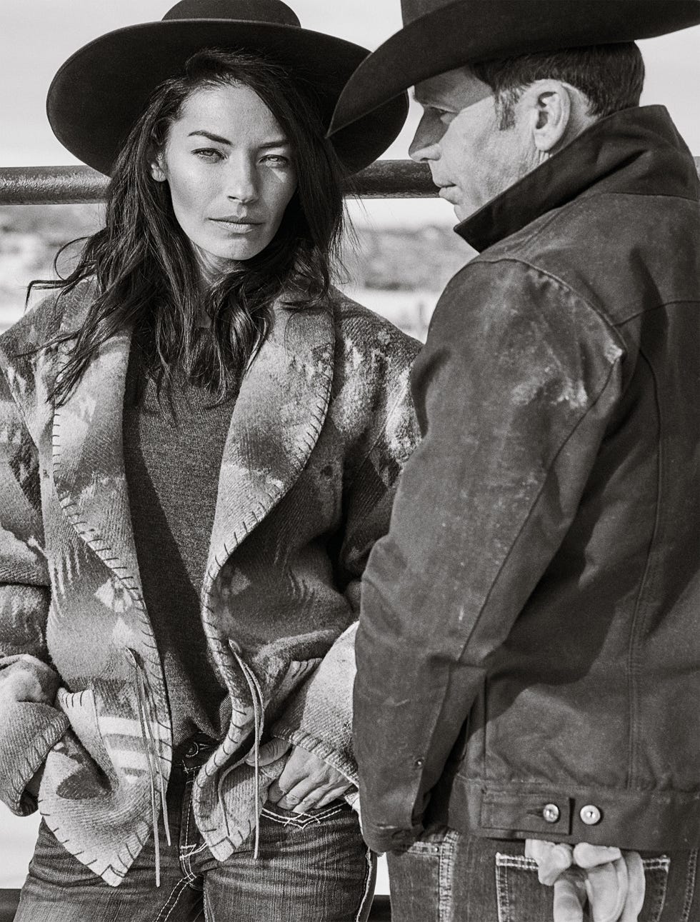 Cowboy hat, Fashion, Monochrome, Black-and-white, Outerwear, Hat, Headgear, Photography, Monochrome photography, Jacket, 