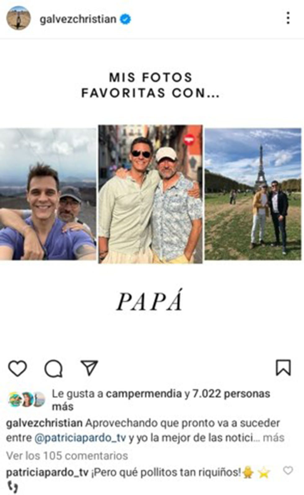 el presentador posa en tres momentos con su padre