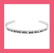 christian gifts for women god is within her, she will not fall inspirational bracelet and faith over fear t shirt