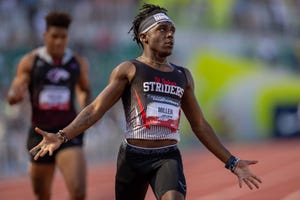 a person running on a track