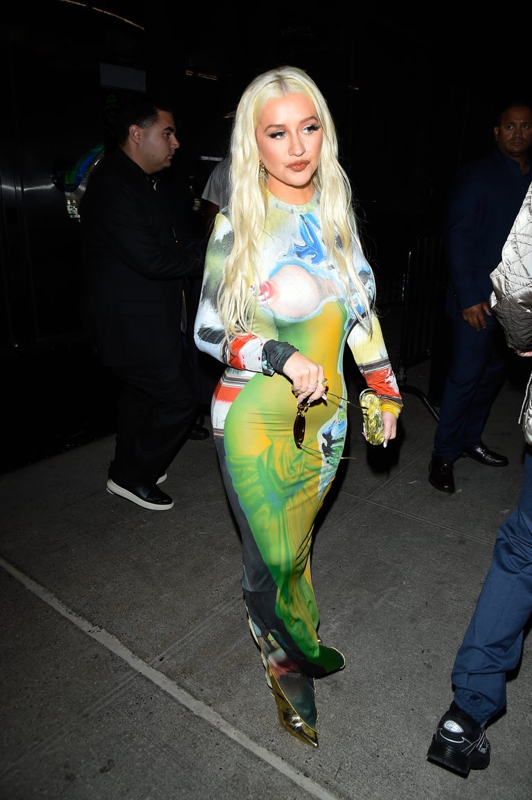 Christina Aguilera Wears A Naked Illusion Dress To Nyfw 2023 1593