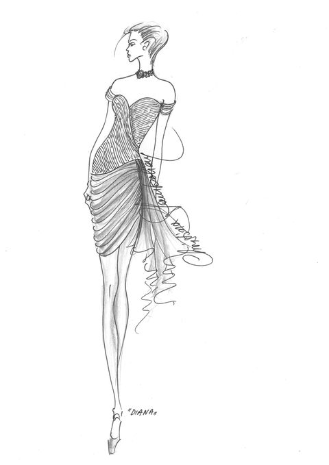 a sketch of princess diana's revenge dress