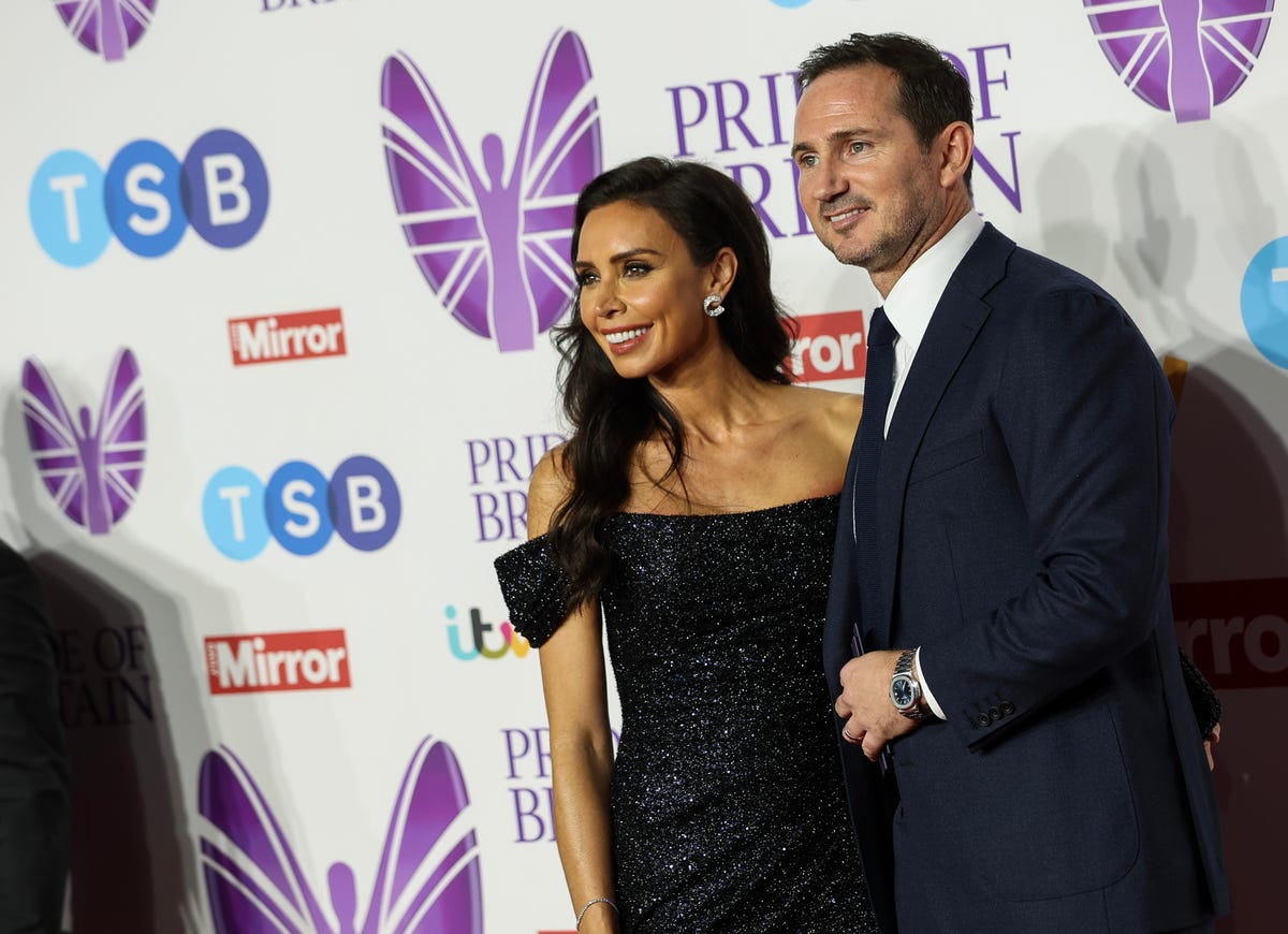 christine lampard black sequin gown