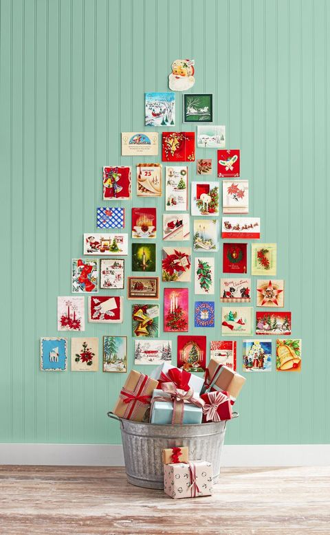 christmas tree made of cards