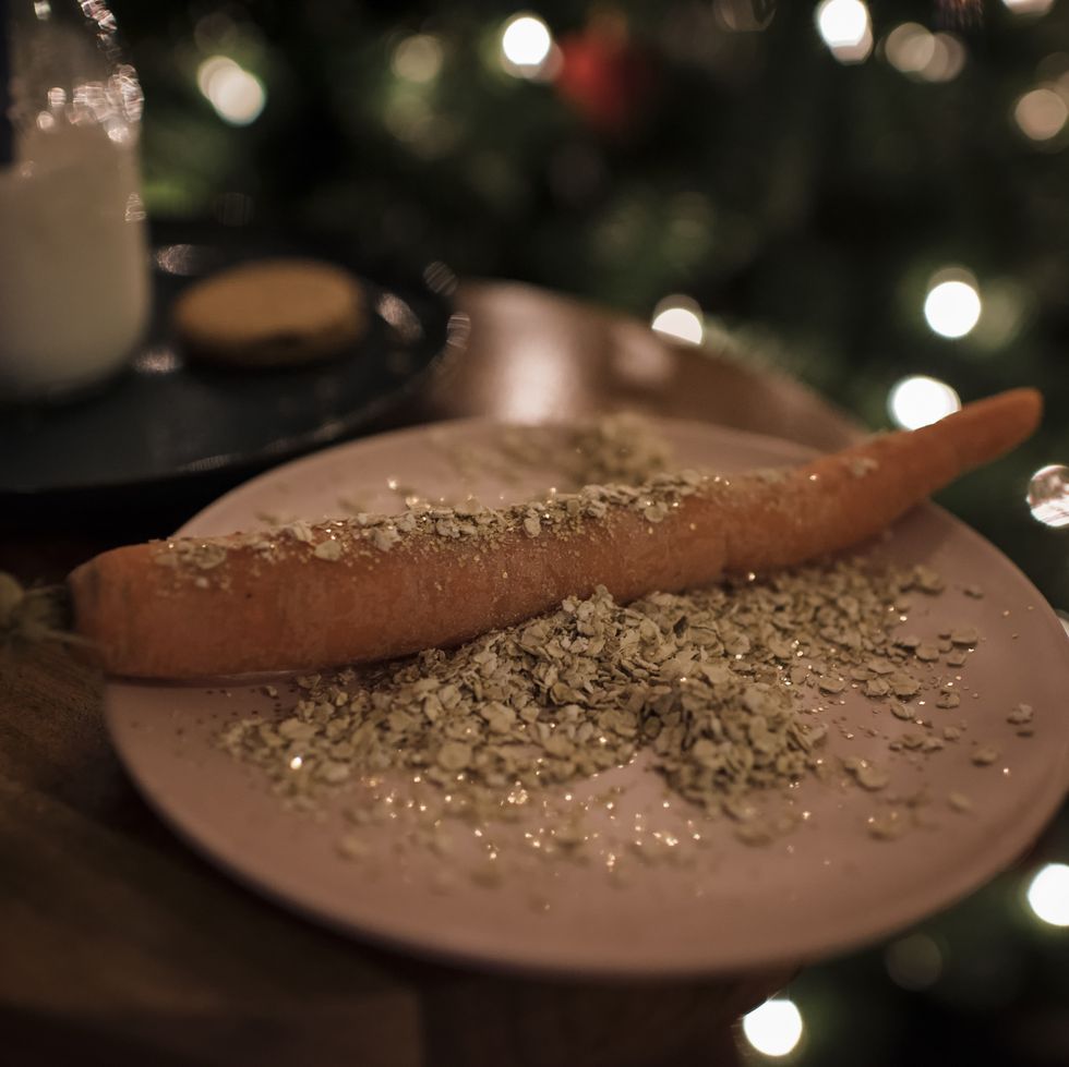 carrots milk and reindeer food left out for santa at christmas