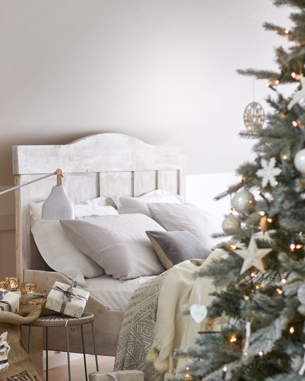 Elegant Blue and White Christmas Bedroom Decor Ideas - Setting For Four  Interiors
