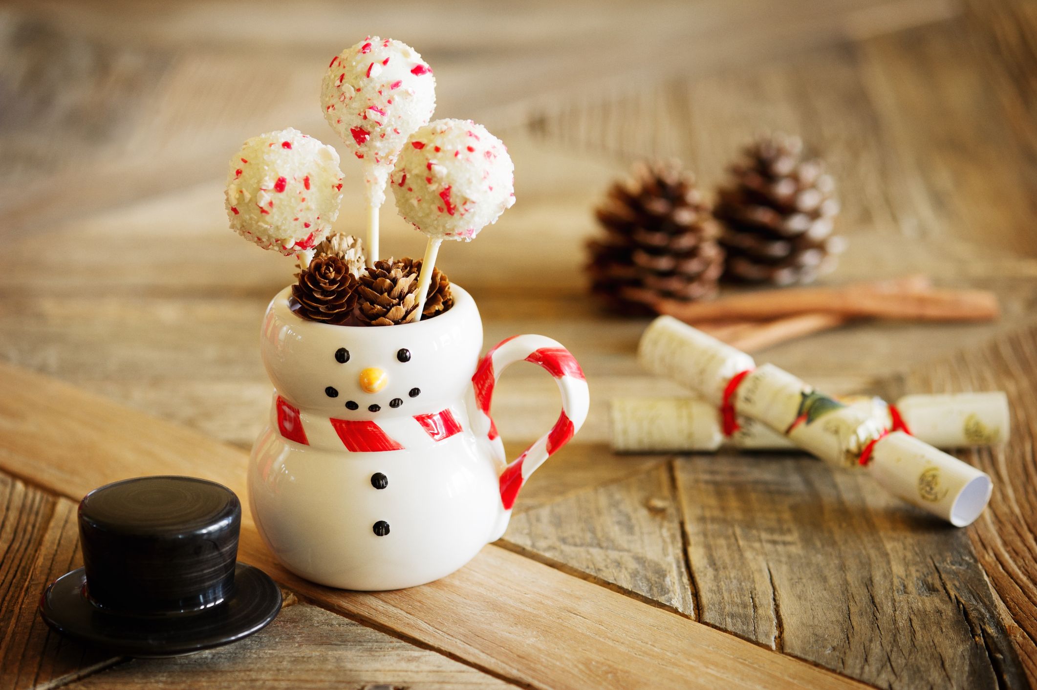 Delicious Christmas Ball Cake Pops Blurred Background Closeup Stock Photo  by ©NewAfrica 423079870