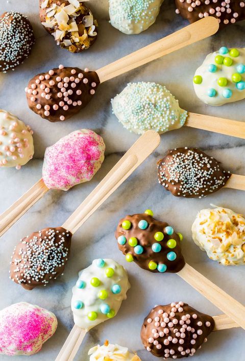 chocolate coconut candy spoons with sprinkles