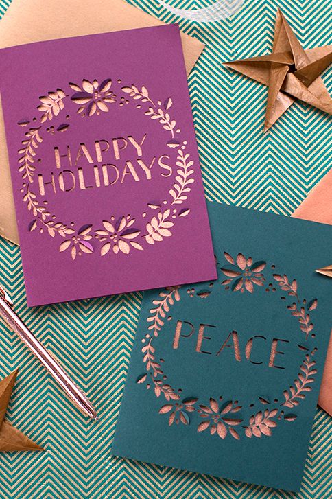 christmas card ideas papercut christmas wreath cards