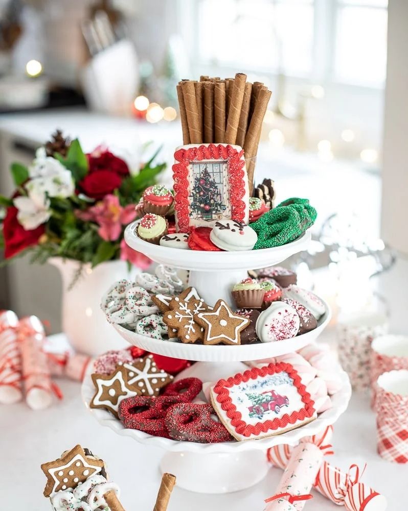 christmas centerpieces tiered christmas cookie tray centerpiece