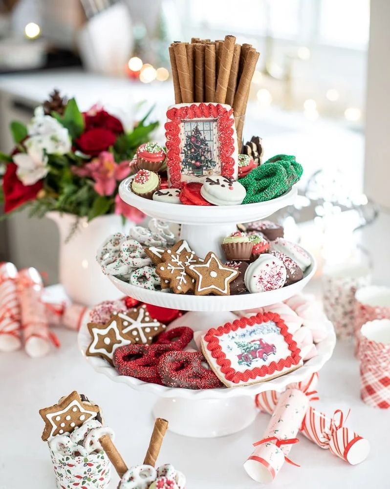 christmas centerpieces tiered christmas cookie tray centerpiece