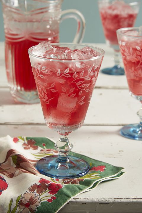 cranberry ginger shrub in glasses with ice