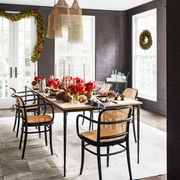 contemporary dining decorated for christmas