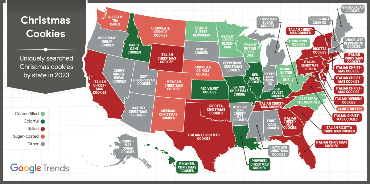 This Map Shows the Most Popular Christmas Cookies By State - ExpertBeuty