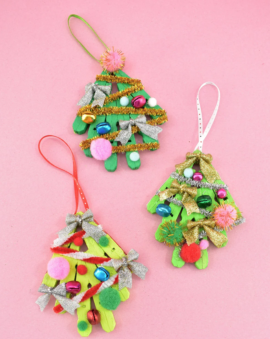 christmas crafts clothespins christmas tree decorations