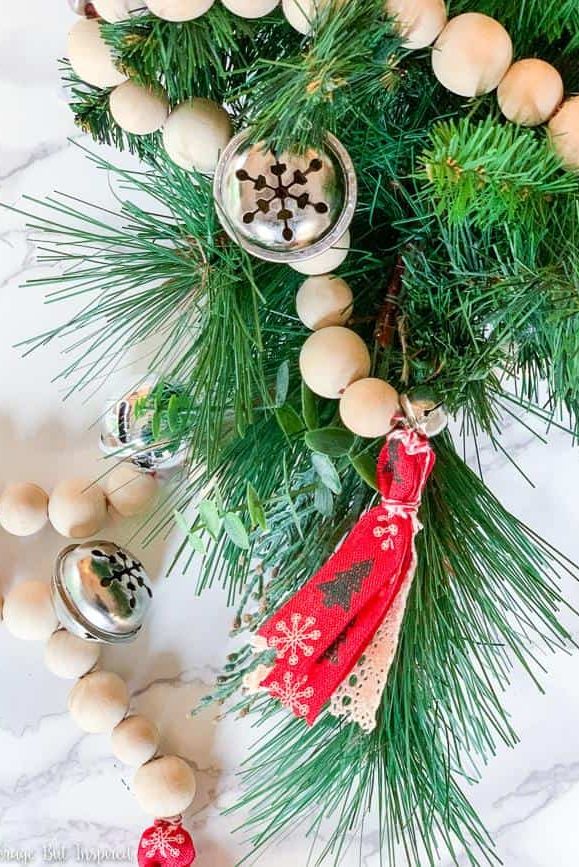 christmas crafts jingle bell wood bead garland