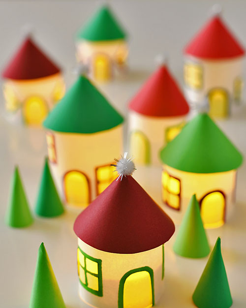 christmas crafts twinkling paper roll christmas village