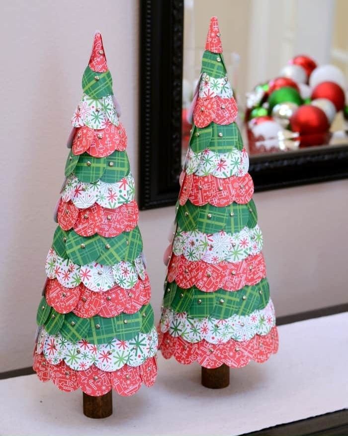 christmas crafts punched paper trees