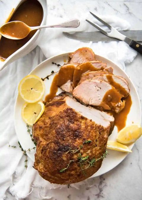 slow cooker turkey breast with gravy and lemons