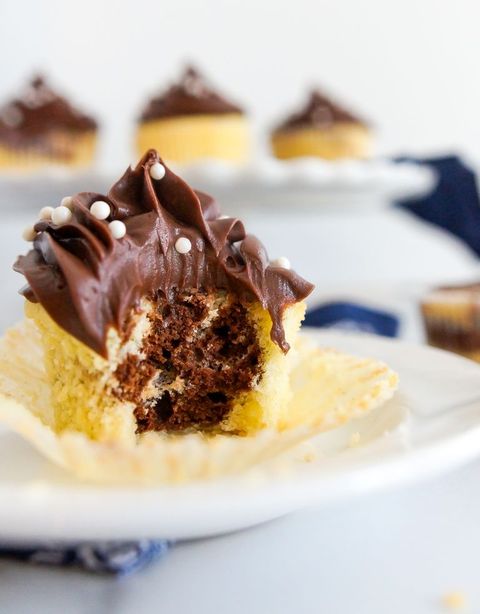 marble cupcakes with chocolate frosting