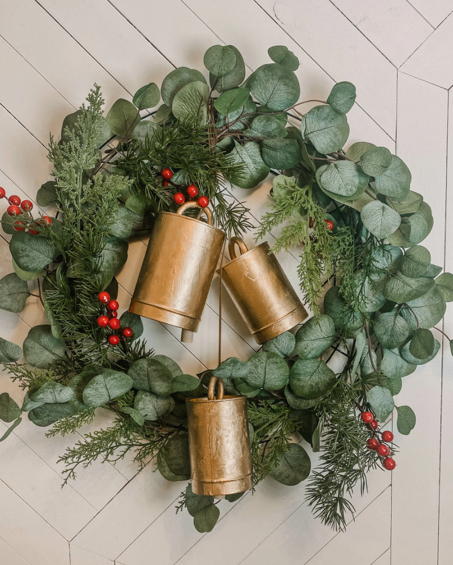 Christmas Decoration Ideas Holly and Bell Wreath