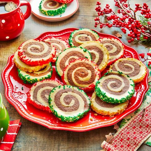 pinwheel cookies with red and green sprinkles