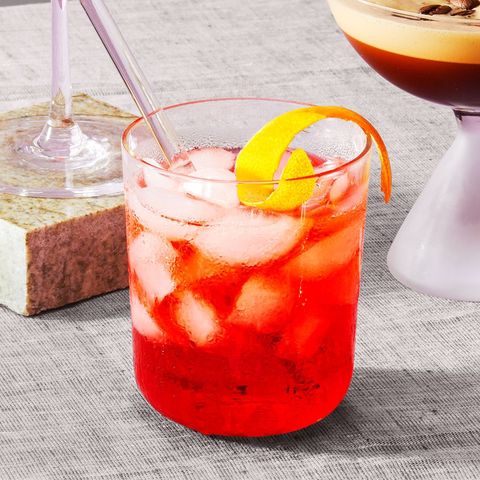 negroni cocktail with lemon zest