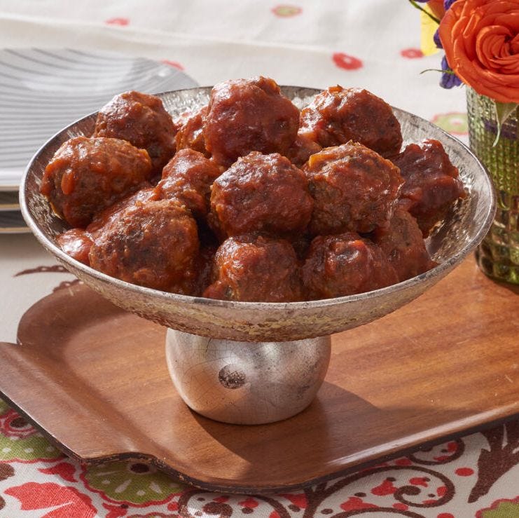 cocktail meatballs in metal bowl