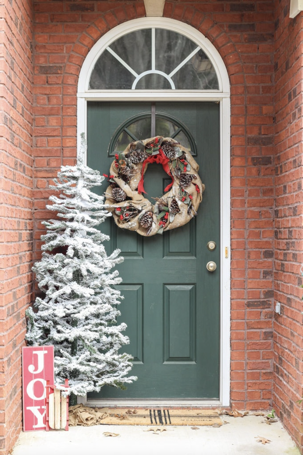 DIY Christmas Door Decoration with Joy Signs