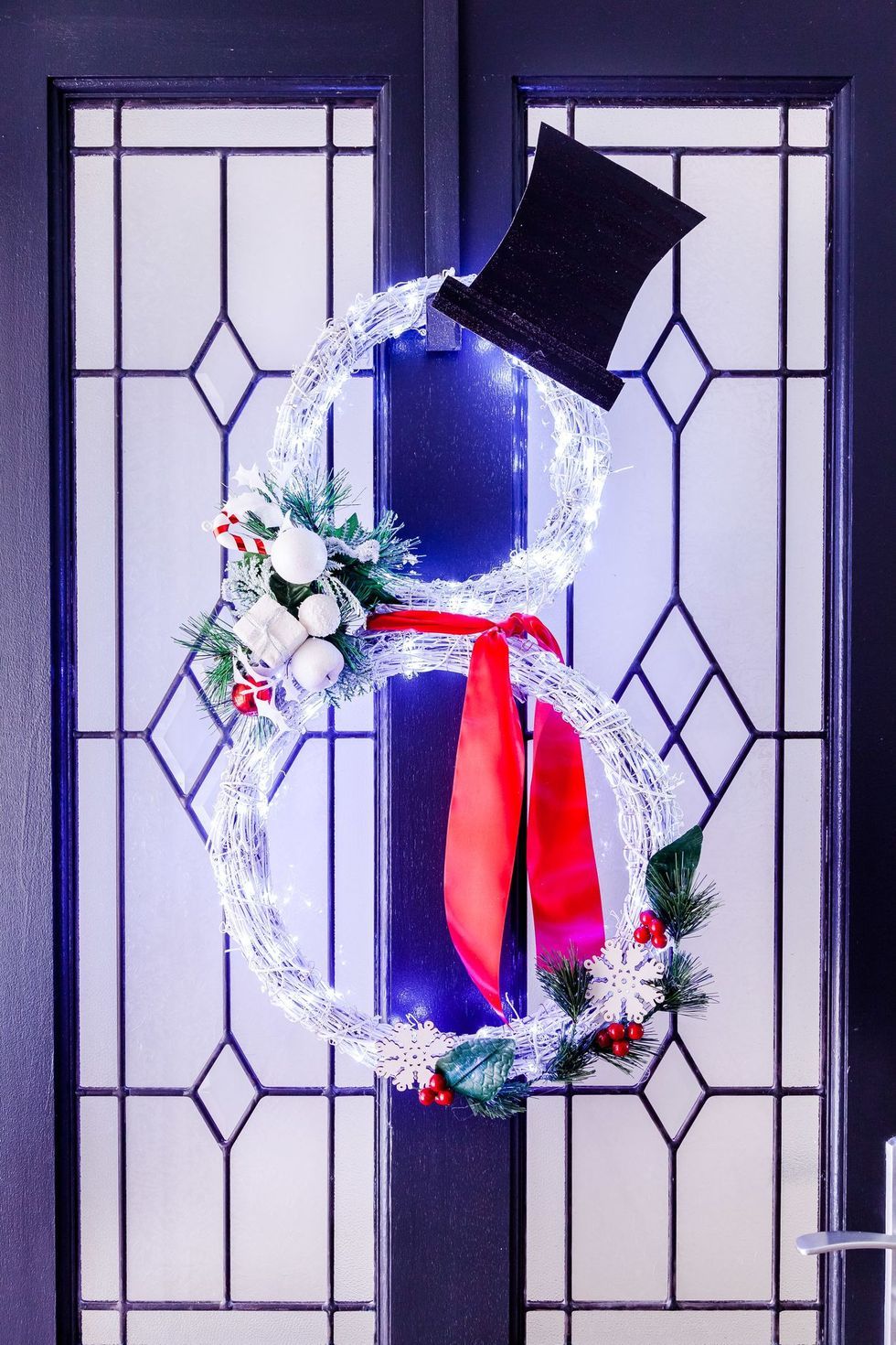 christmas door decorations light up snowman wreath