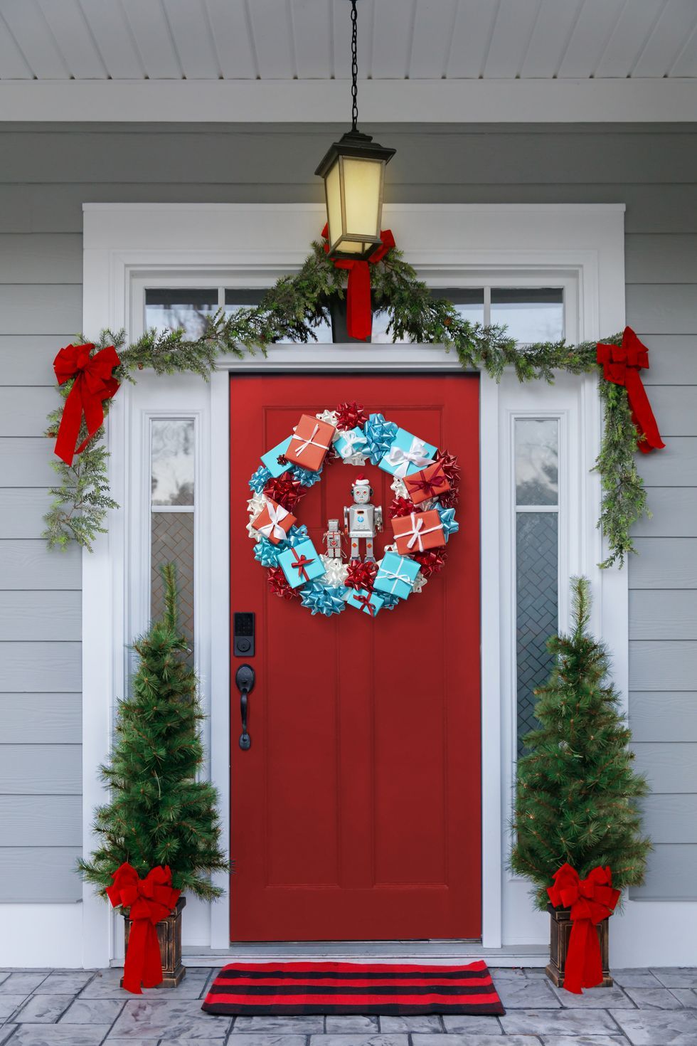 christmas door decorations gift box wreath
