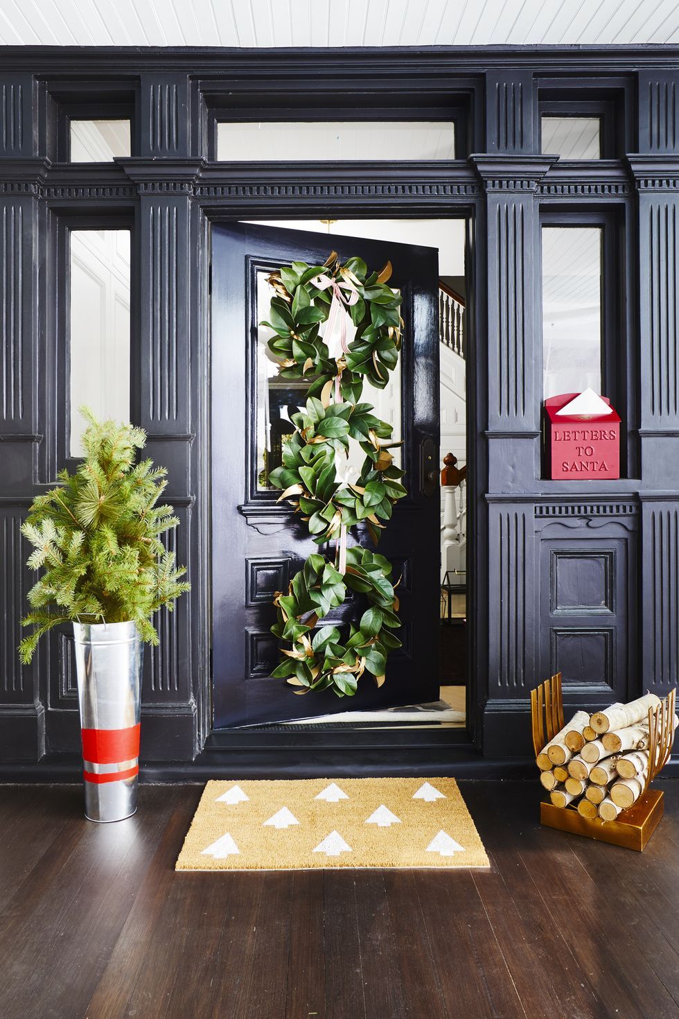 christmas door decorations stacked magnolia wreaths