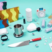 This is an image baggu pouches, vitruvi diffuser, yoto, brightland olive oil, k harper crossbody, mejuri hoops, new york times puzzle, theragun mini, fenty skin starters, move in chef's knife, fitbit, slip pillowcase, ember mug