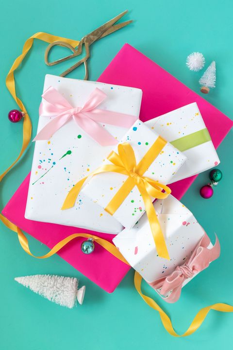 christmas gift wrapping ideas splatter paint