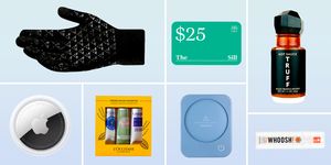 gifts for coworkers including the sill gift cards, truff hot sauce mini gift set, mug warmers, hand cream sets, apple air tags, woosh screen cleaning kits, and more