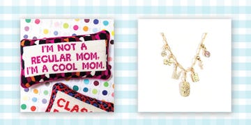 needlepoint pillow and charm necklace