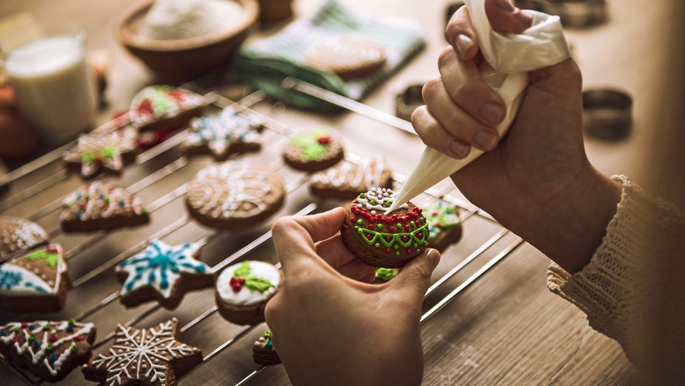 christmas gingerbread cookies with tasty colorful sugar