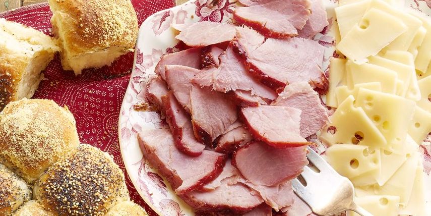christmas ham recipes sliced ham and cheese on platter with rolls