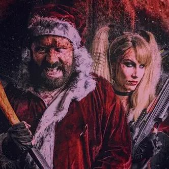 a grotesque santa and mrs claus wield weapons in a scene from once upon a time at christmas