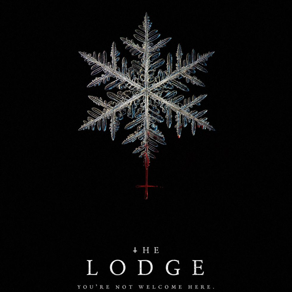 the poster for the lodge, a good housekeeping pick for best christmas horror movies