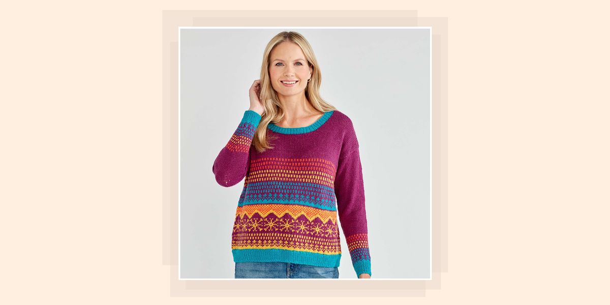Try our colourful Christmas jumper free knitting pattern