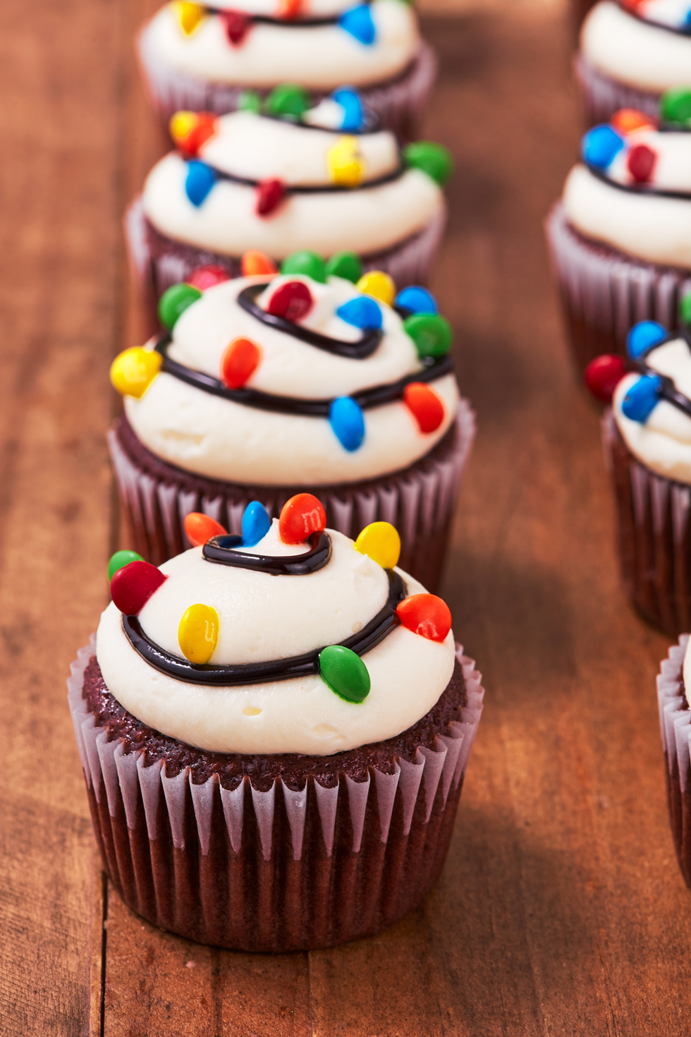 christmas light cupcakes