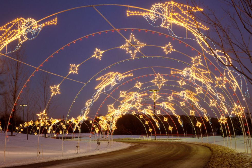 christmas lights on arcs