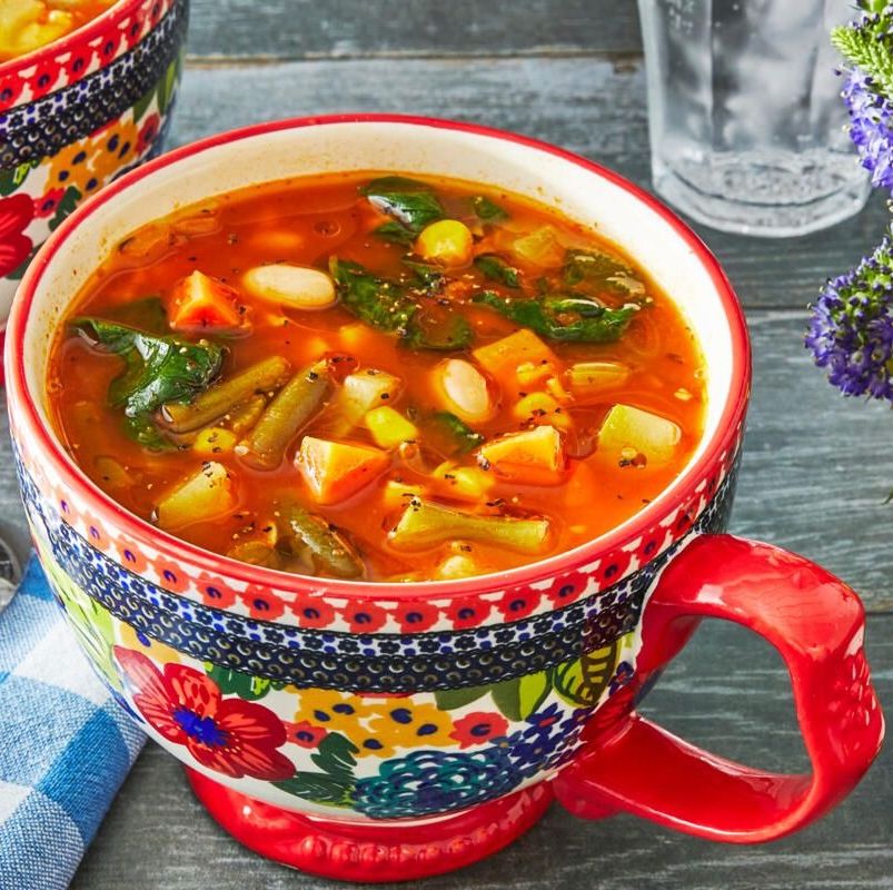 vegetable soup in mug