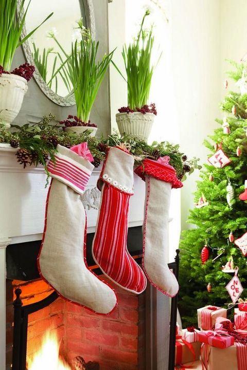 christmas mantel decorations dish towel stockings