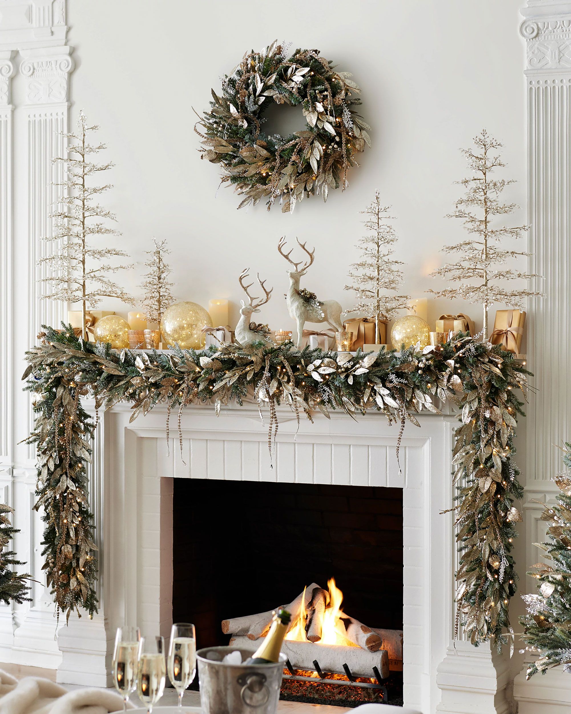 Elegant christmas fireplace decorations