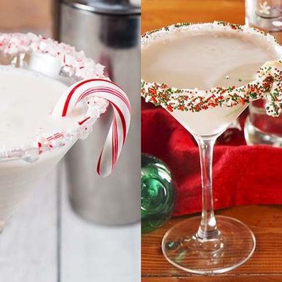 Christmas Martini Glasses, Pair, Hand Painted 