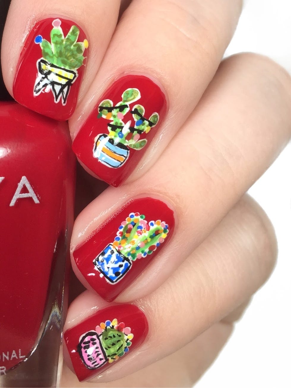 christmas cactus nail art